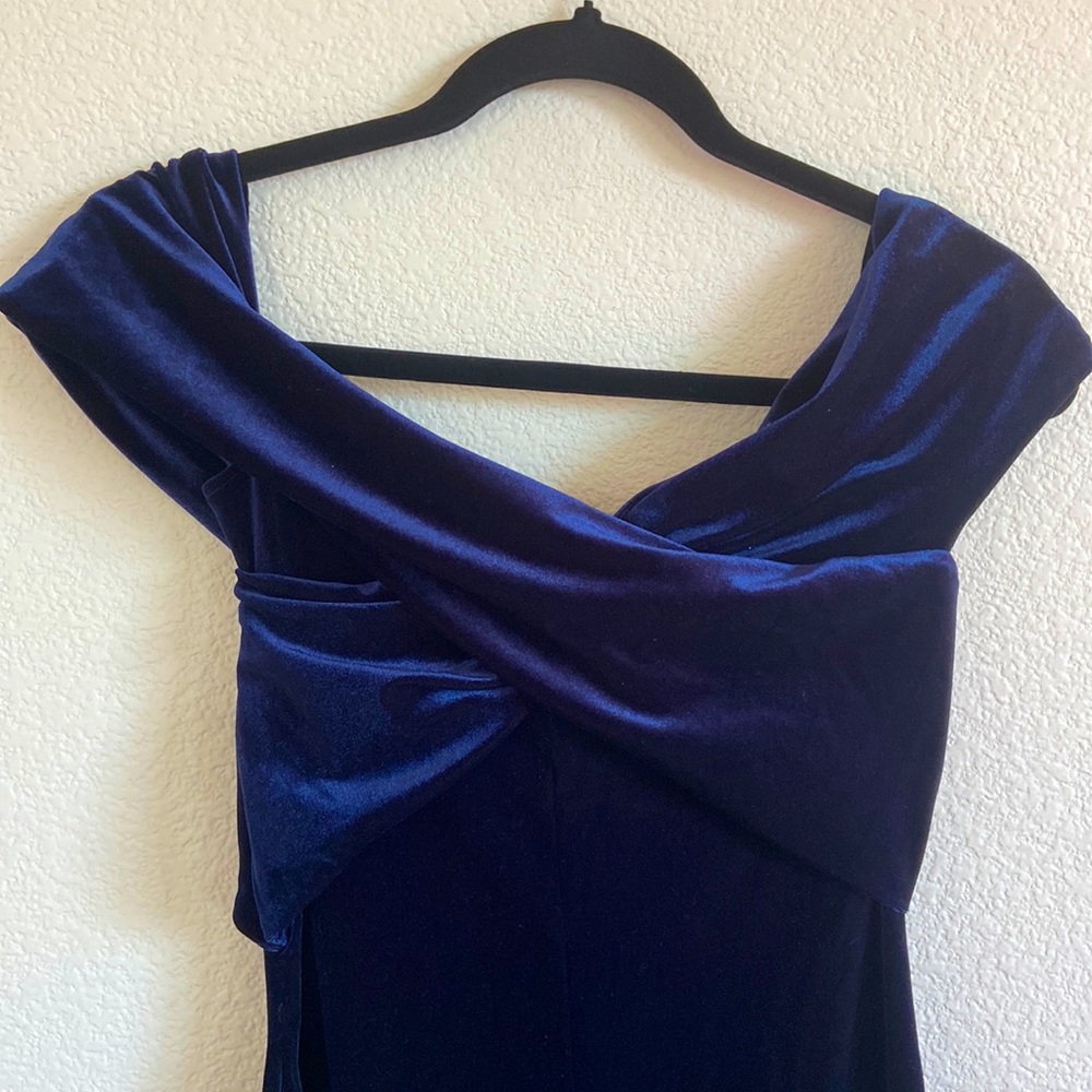 Blue velvet cocktail dress